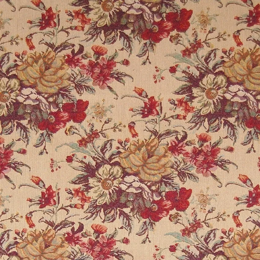 Canyon Red Floral Jacquard Upholstery Fabric by the Yard