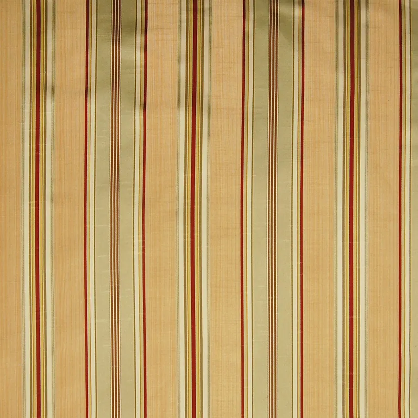 Daisy Gold and Red Stripe Satin Upholstery Fabric by the Yard