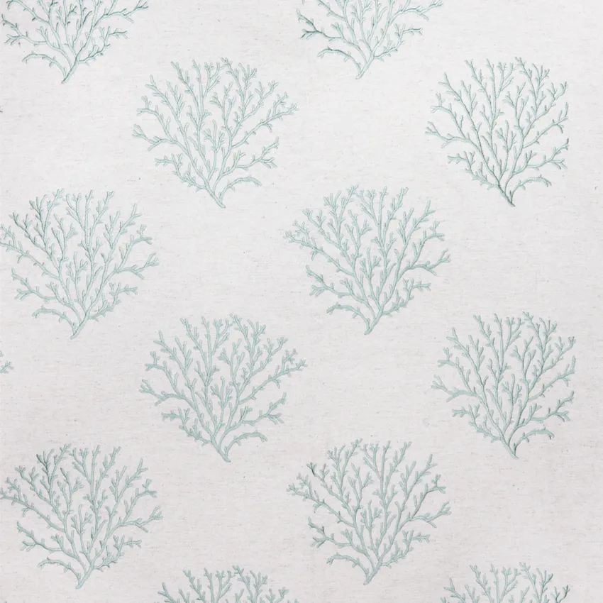 Azure Blue Beach Embroidery Drapery and Upholstery Fabric by the Yard