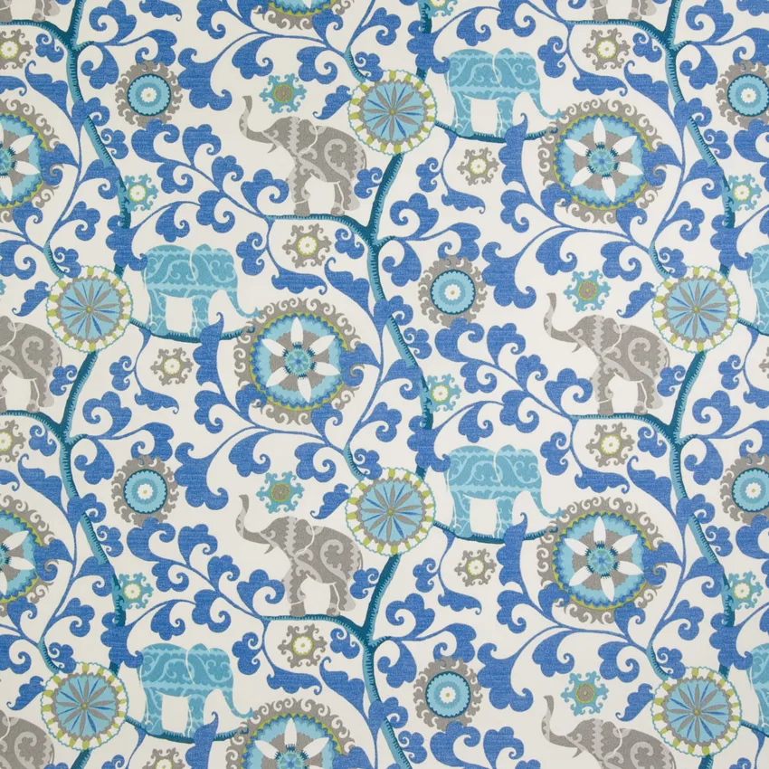 Sapphire Blue Animal Print Upholstery Fabric by the Yard