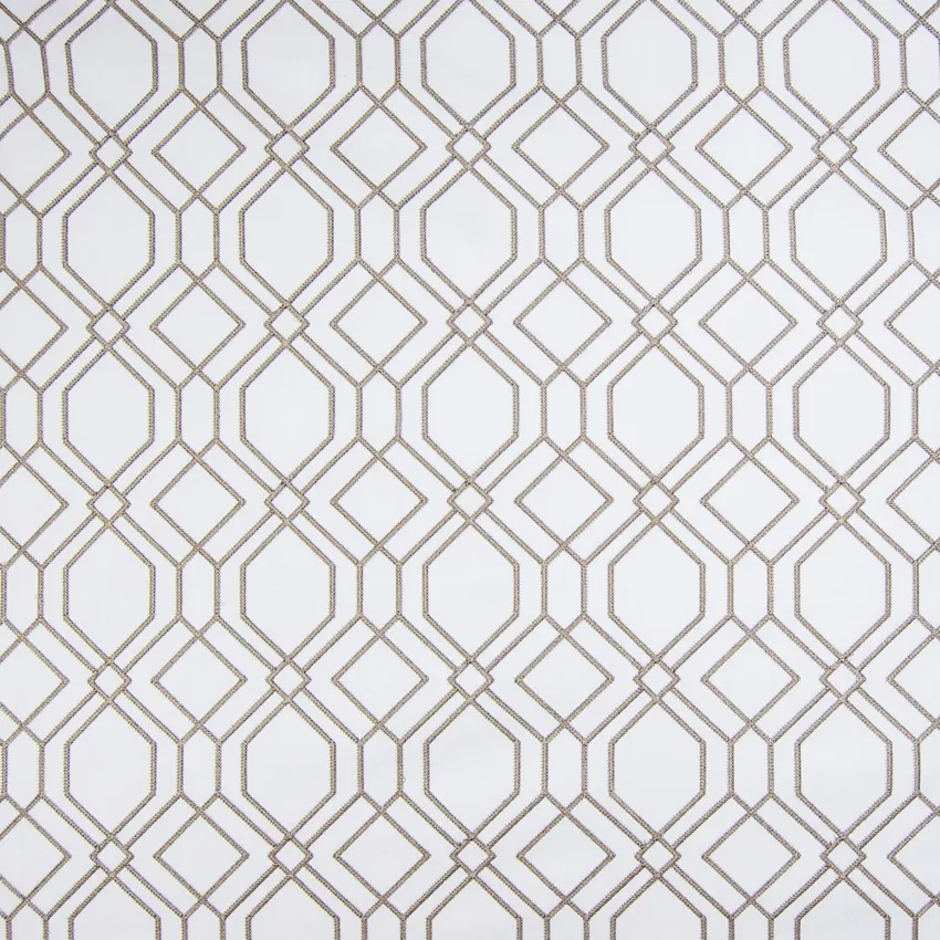 Vanilla Neutral Geometric Embroideries Drapery and Upholstery Fabric by ...
