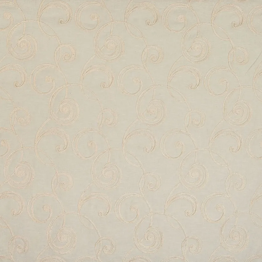 Bisque Neutral Scroll Embroideries Drapery and Upholstery Fabric by the