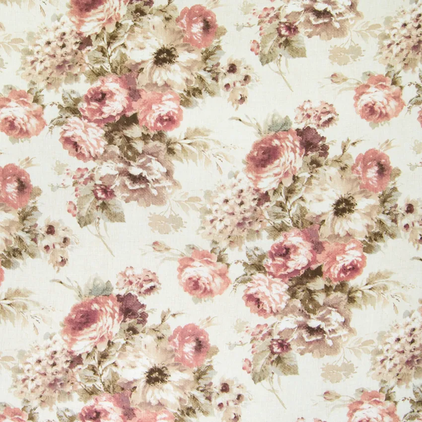 Woodrose Pink Floral Linen Upholstery Fabric by the Yard G2599 - KOVI ...
