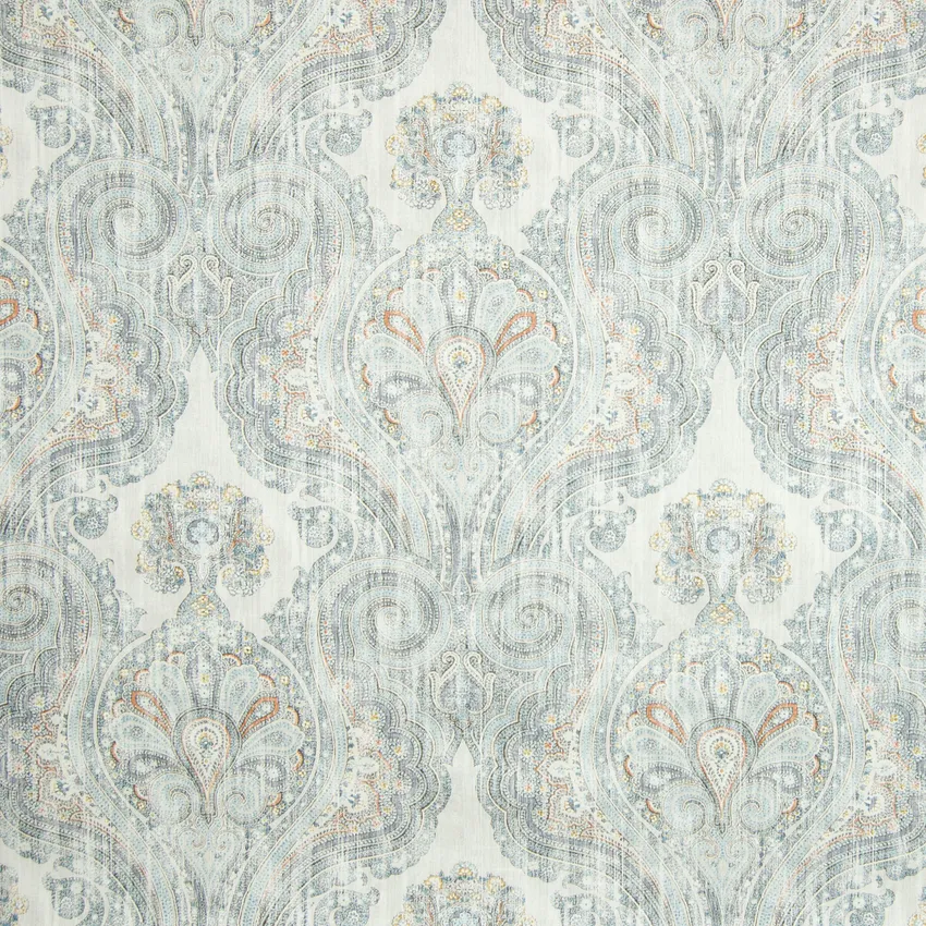 Geyser Blue Medallion Cotton Upholstery Fabric by the Yard