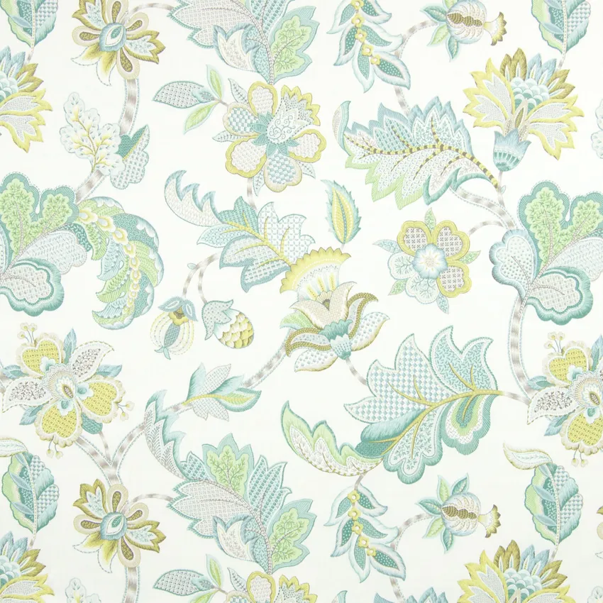 Tiffany Blue and Teal Floral Made In USA Upholstery Fabric by the Yard