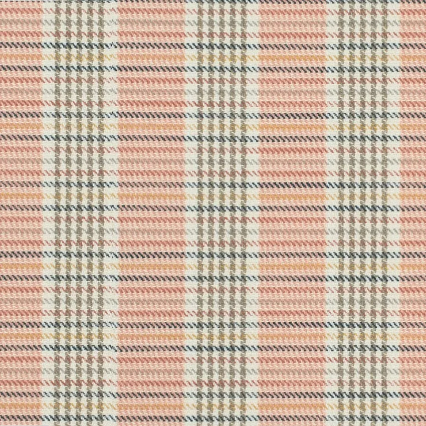 Coral and Peach Check Woven Patterns Upholstery Fabric by the Yard