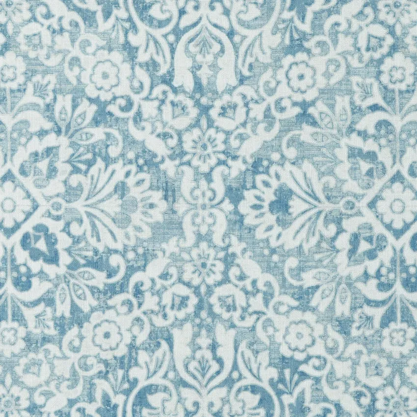 Ocean Dusty Blue and Light Blue Damask Print Drapery and Upholstery Fabric by the Yard
