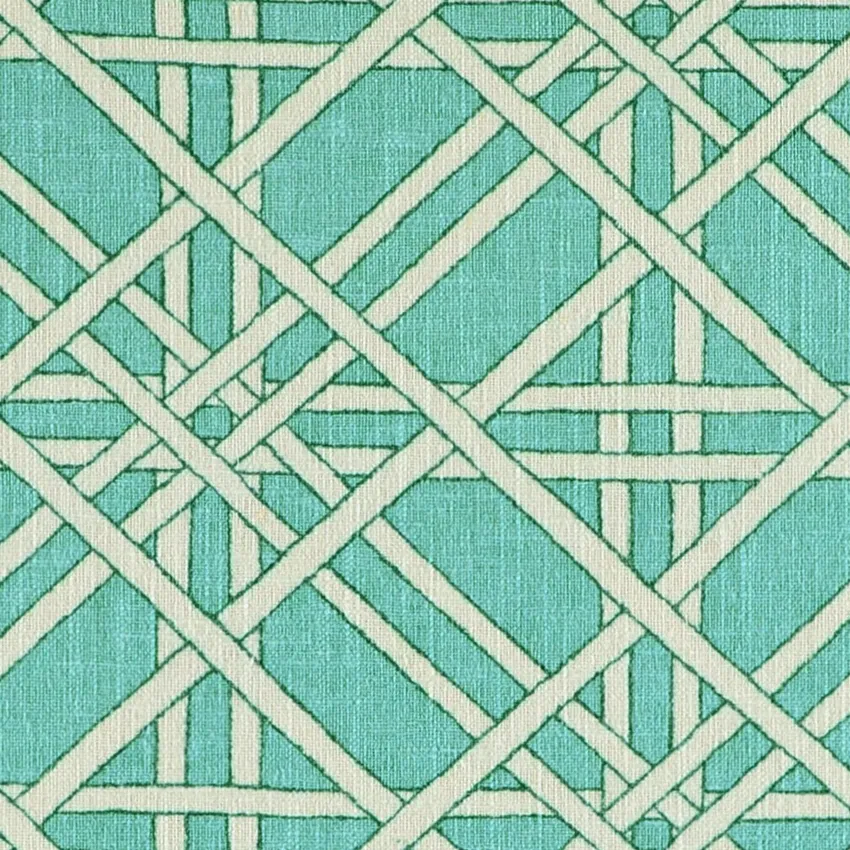 Teal and White Geometric Print Drapery and Upholstery Fabric by the Yard