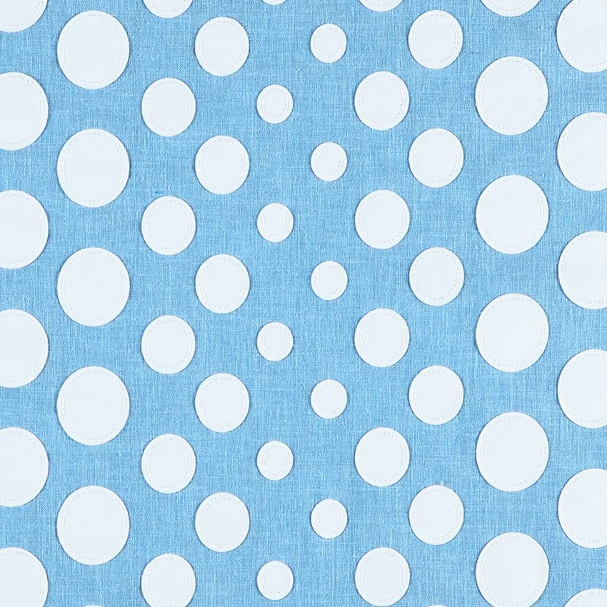 Dream Blue Light Blue and White Contemporary Embroidery Drapery and Upholstery Fabric by the Yard