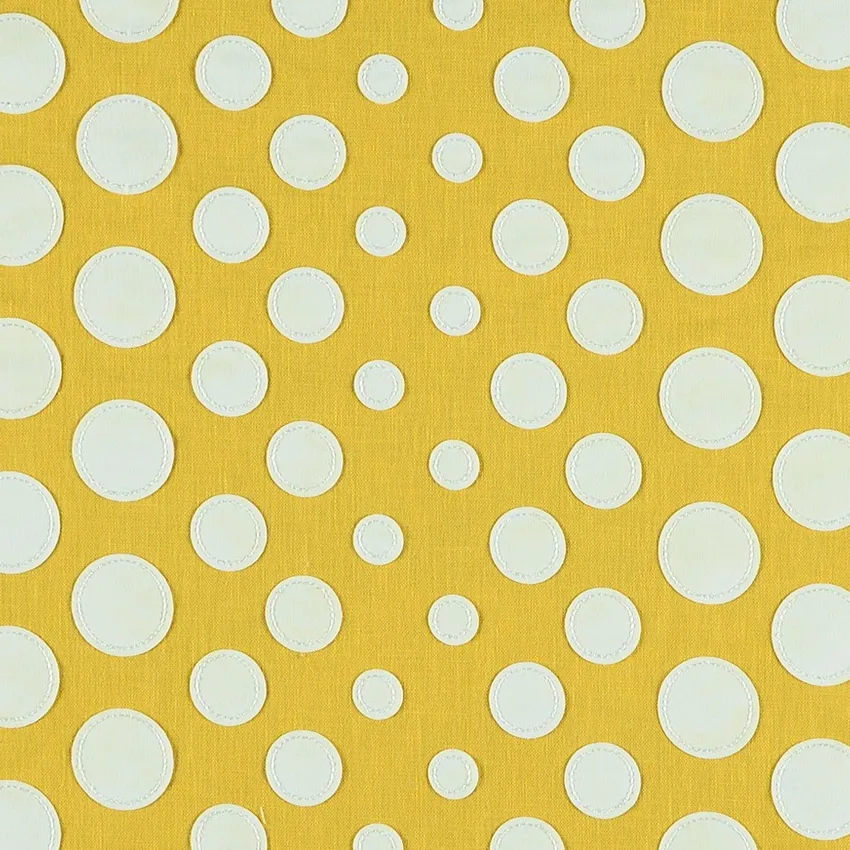 Daffodil White and Yellow Contemporary Embroidery Drapery and Upholstery Fabric by the Yard