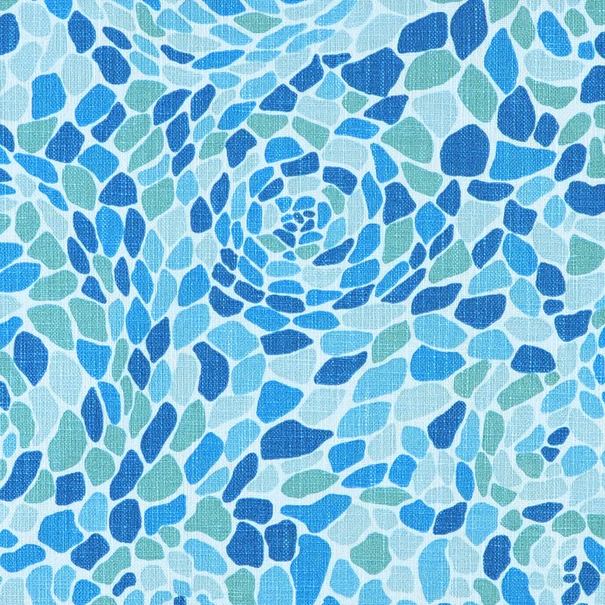 Seaside Dusty Blue and Light Blue Contemporary Print Drapery and Upholstery Fabric by the Yard