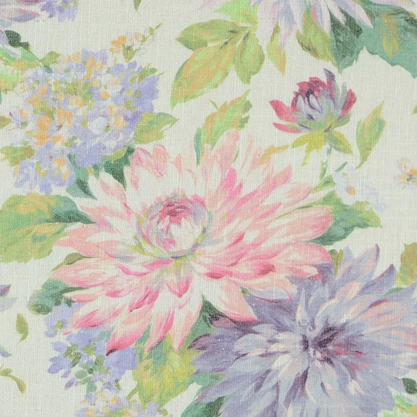 Petal Green and Leaf Green Floral Print Drapery and Upholstery Fabric by the Yard