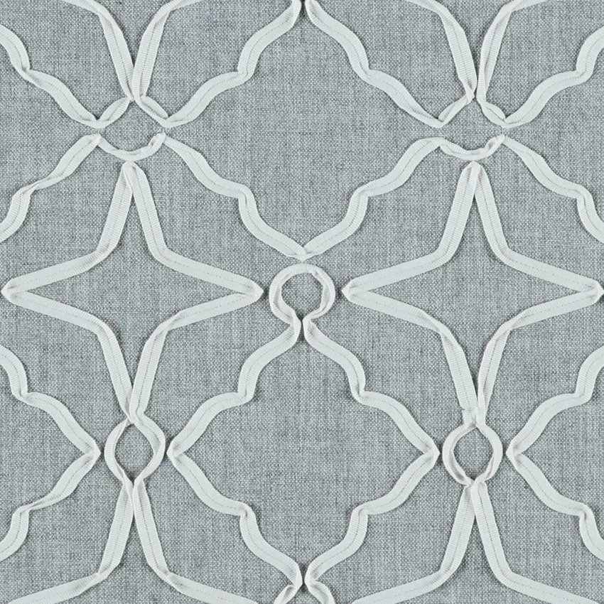 Heather Grey Gray and Neutral Geometric Embroidery Drapery and Upholstery Fabric by the Yard
