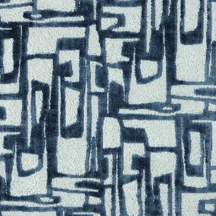 Sapphire Navy and Royal Blue Abstract Patterned Woven Drapery and Upholstery Fabric by the Yard