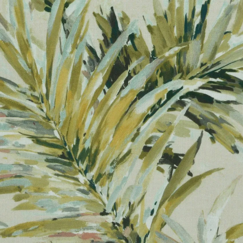 Seagrass Beige and Cream Botanical Print Drapery and Upholstery Fabric by the Yard