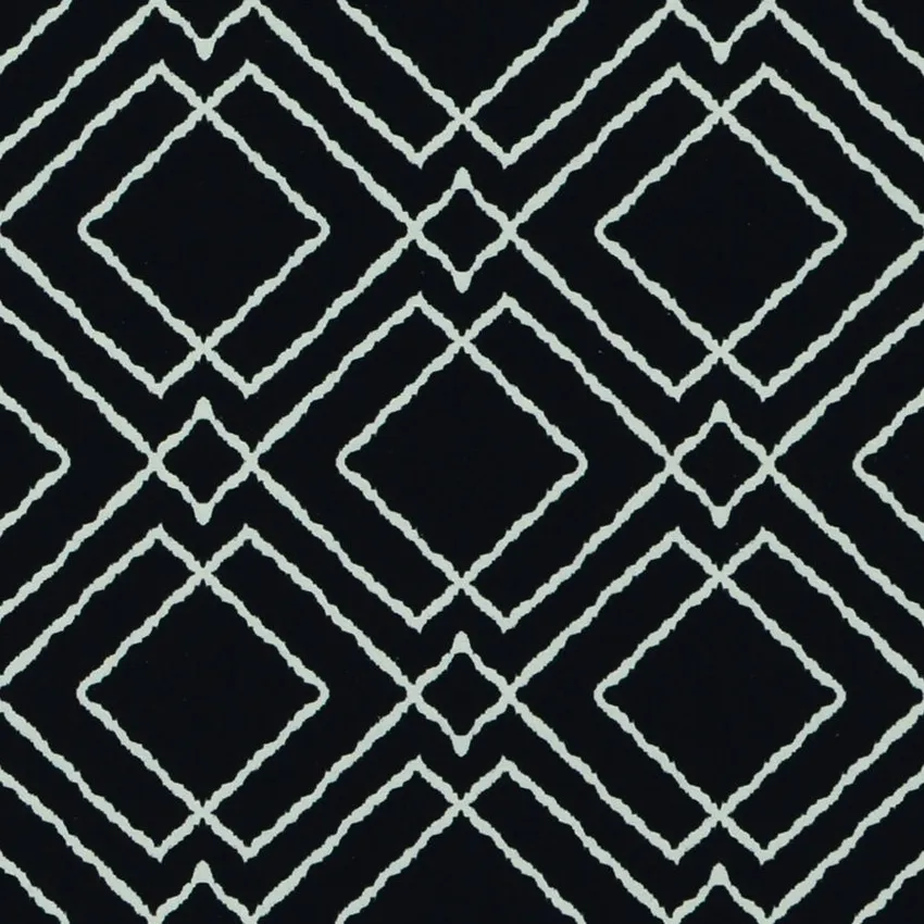 Chalkboard Black and Neutral Geometric Print Drapery and Upholstery Fabric by the Yard