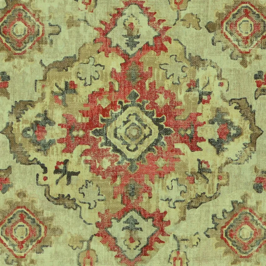 Jute Beige and Mushroom Global Print Drapery and Upholstery Fabric by the Yard