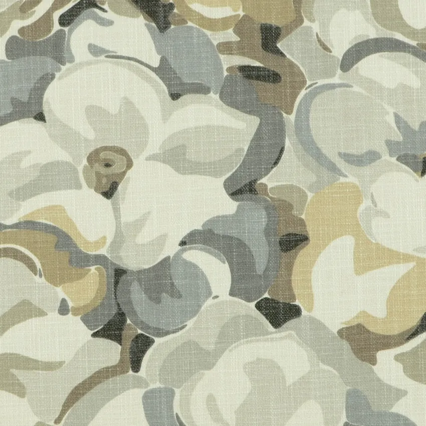 Flax Beige and Cream Floral Print Drapery and Upholstery Fabric by the Yard