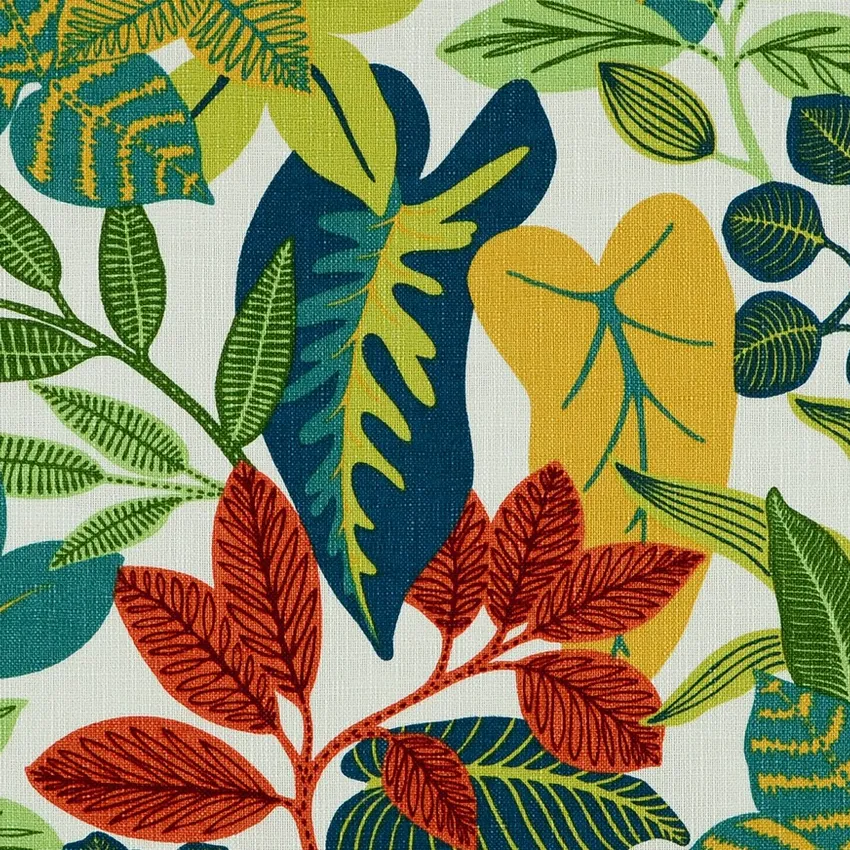 Multi Cream and Leaf Green Foliage Print Drapery and Upholstery Fabric by the Yard