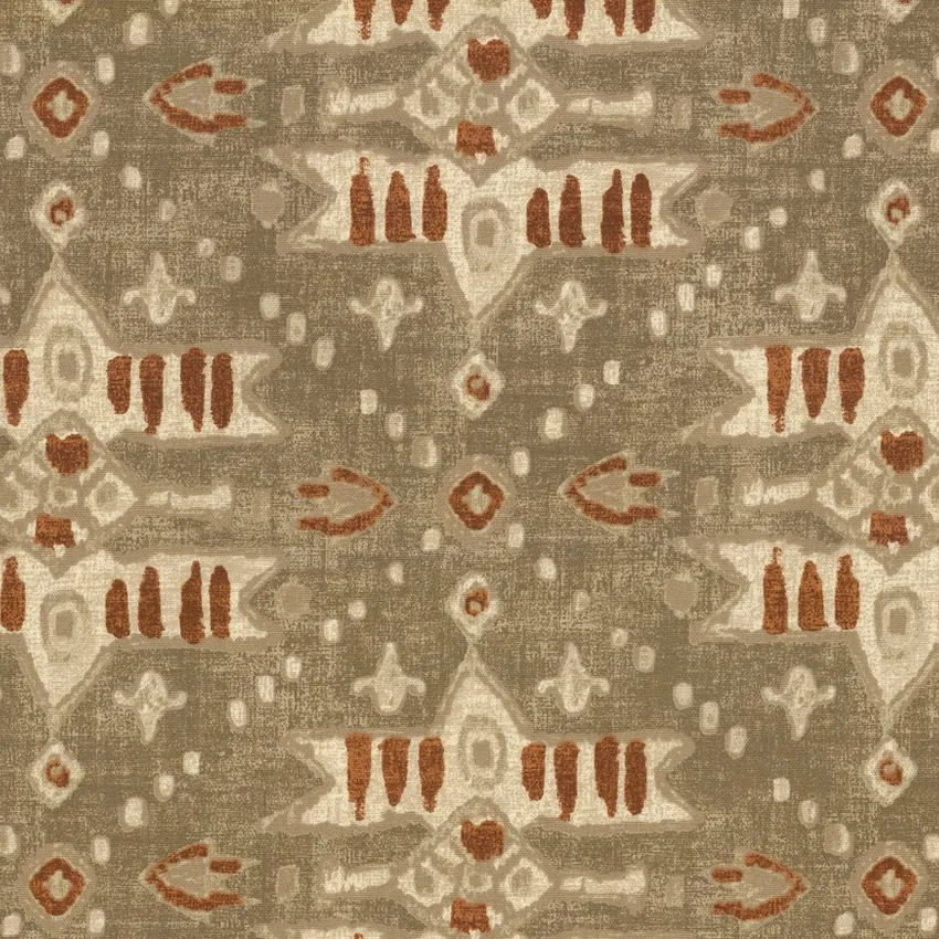 Driftwood Caramel and Mushroom Contemporary Print Drapery and Upholstery Fabric by the Yard