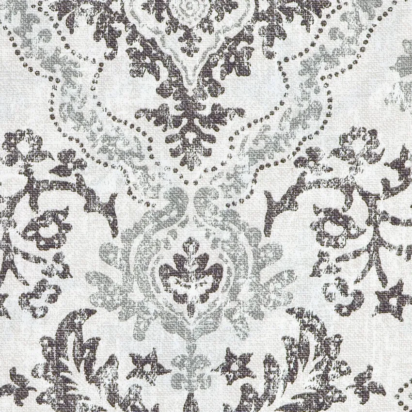 Pebble Gray and Mushroom Damask Print Drapery and Upholstery Fabric by the Yard