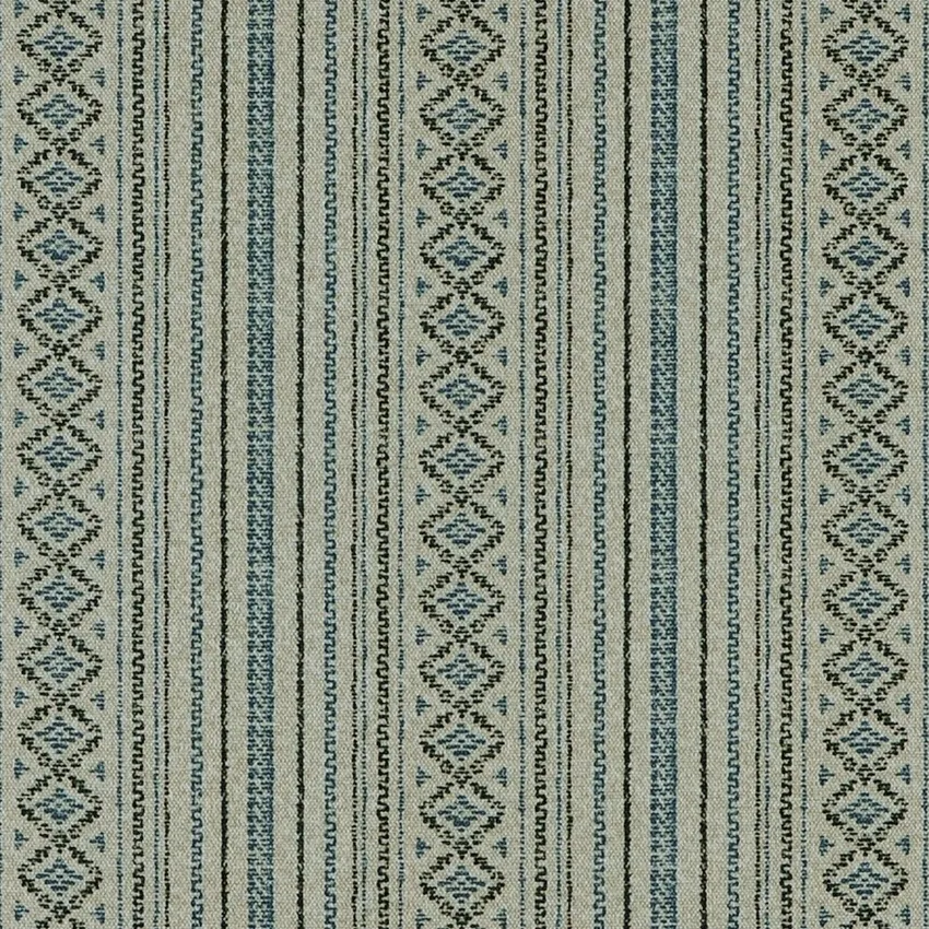 Navy and Royal Blue Global Print Drapery and Upholstery Fabric by the Yard