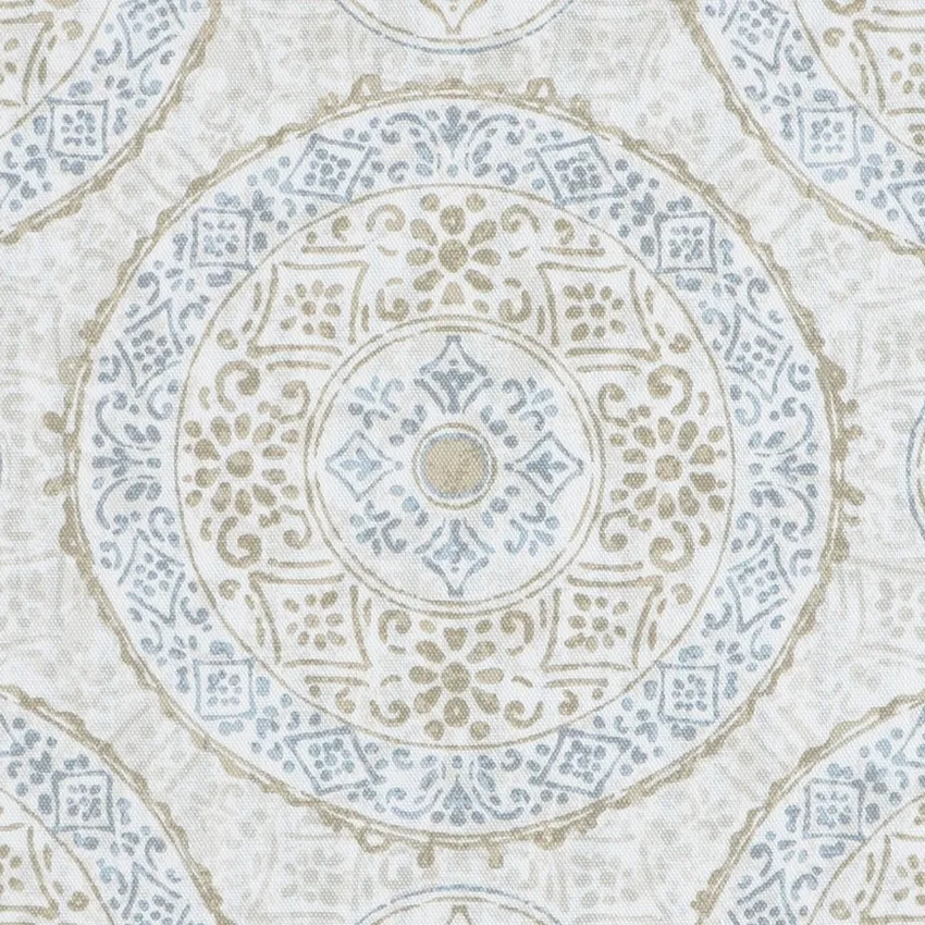Pewter Beige and Cream Global Print Drapery and Upholstery Fabric by the Yard