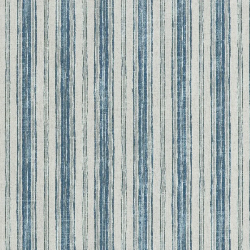 Denim Cream and Gray Stripe Print Drapery and Upholstery Fabric by the Yard