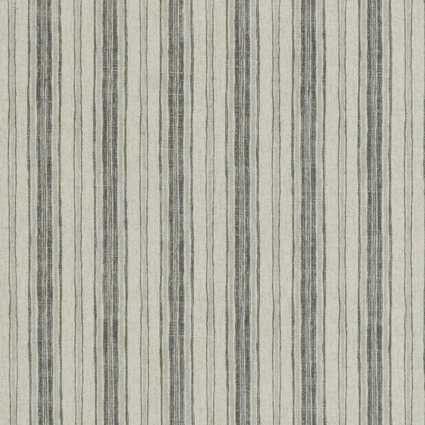 Grey Charcoal and Cream Stripe Print Drapery and Upholstery Fabric by the Yard