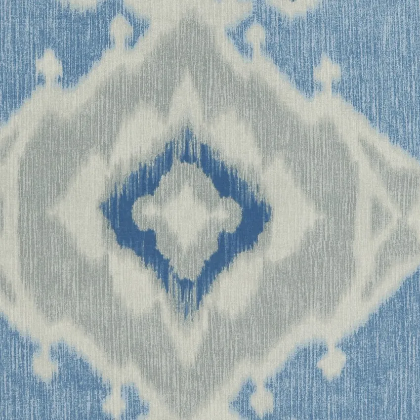 Yacht Gray and Light Blue Global Print Drapery and Upholstery Fabric by the Yard