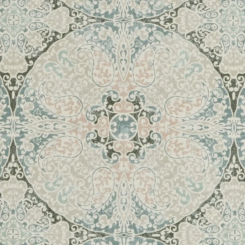Desert Gray and Light Pink Global Print Drapery and Upholstery Fabric by the Yard