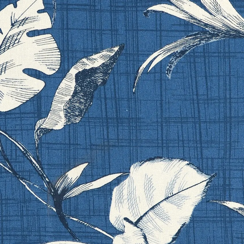 Harbor Cream and Navy Foliage Print Drapery and Upholstery Fabric by the Yard