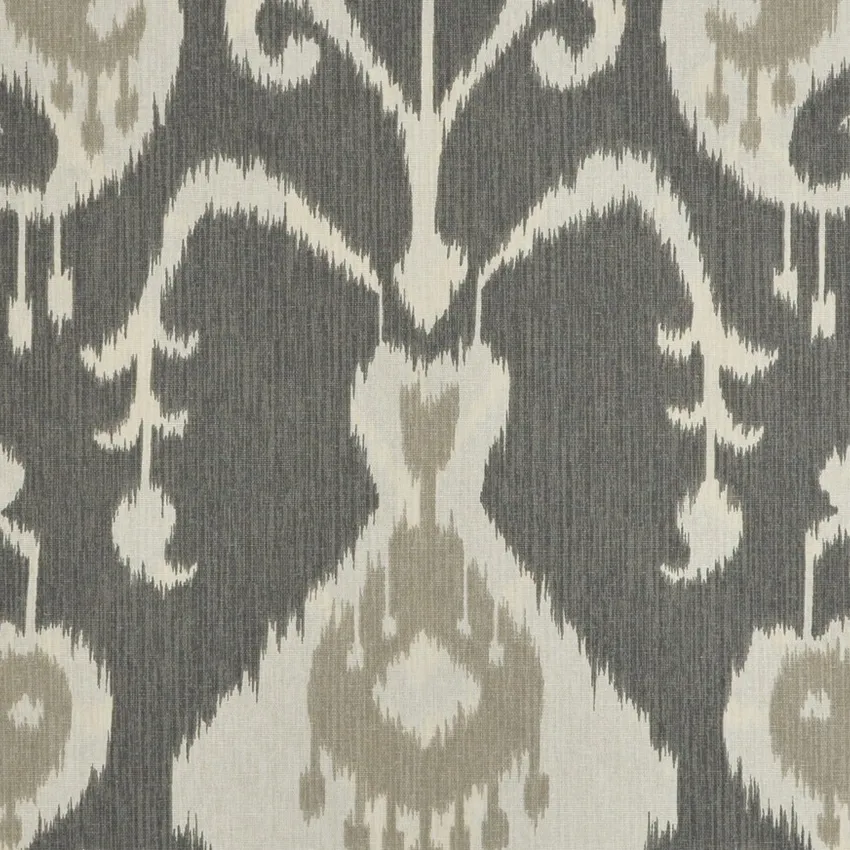 Pewter Cream and Gray Global Print Drapery and Upholstery Fabric by the Yard