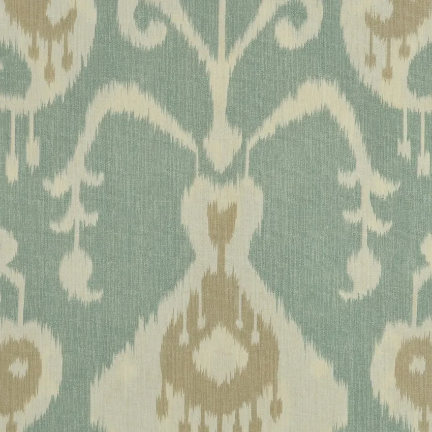Spa Cream and Mushroom Global Print Drapery and Upholstery Fabric by the Yard
