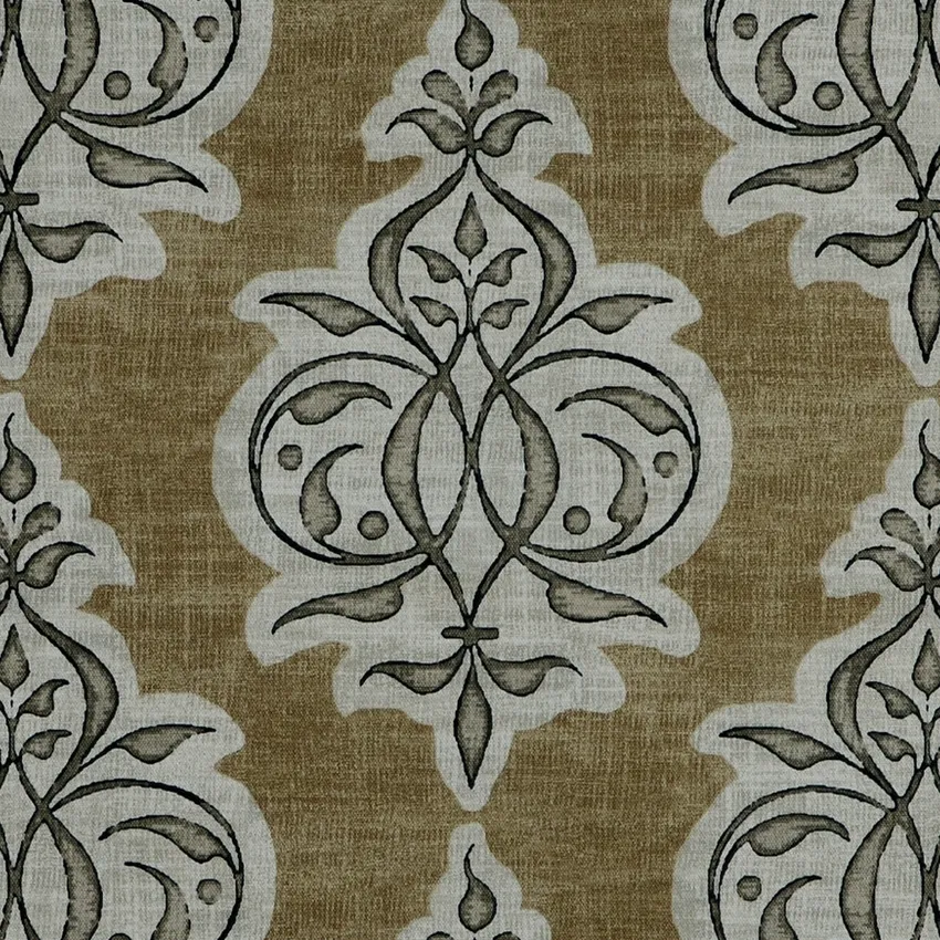 Caramel Beige and Caramel Geometric Print Drapery and Upholstery Fabric by the Yard