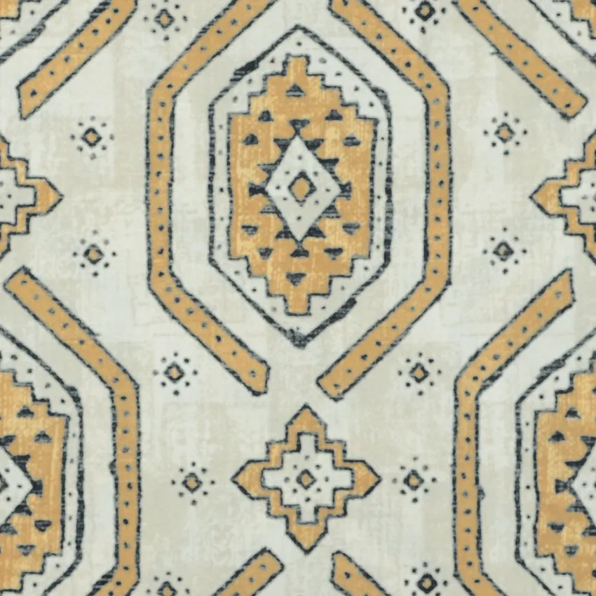 Turmeric Cream and Rust Global Print Drapery and Upholstery Fabric by the Yard
