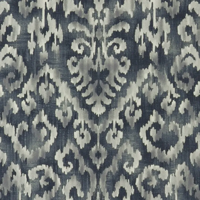 Pewter Beige and Charcoal Damask Print Drapery and Upholstery Fabric by the Yard