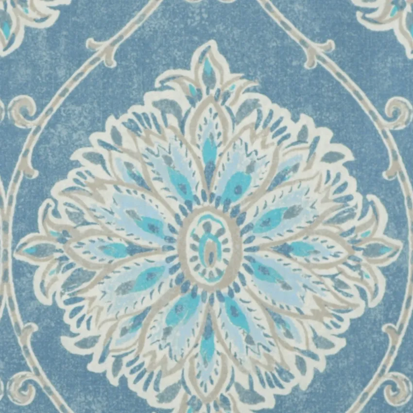 Denim Beige and Cream Global Print Drapery and Upholstery Fabric by the Yard