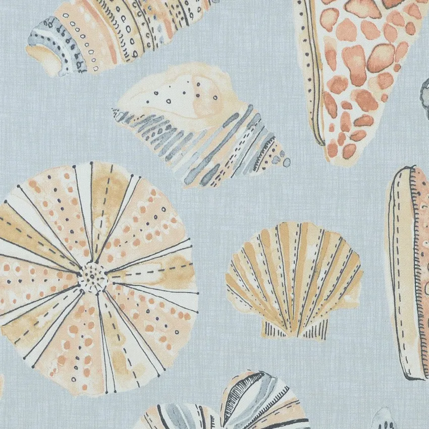 Sunset Coral and Gray Nautical Print Drapery and Upholstery Fabric by the Yard
