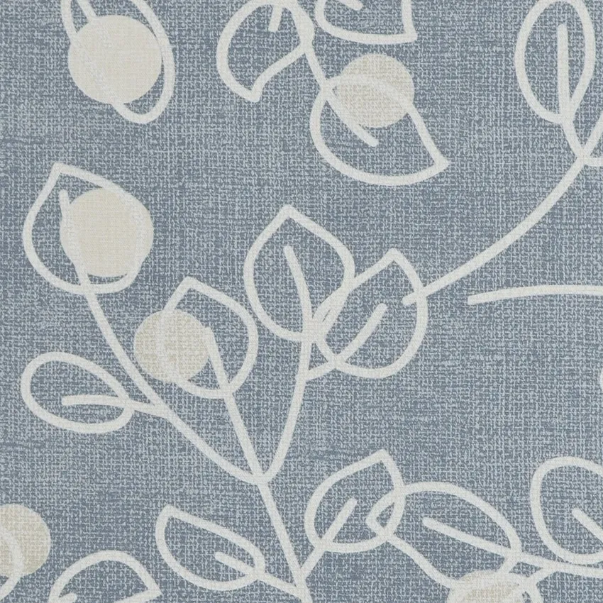 Slate Beige and Cream Foliage Print Drapery and Upholstery Fabric by the Yard