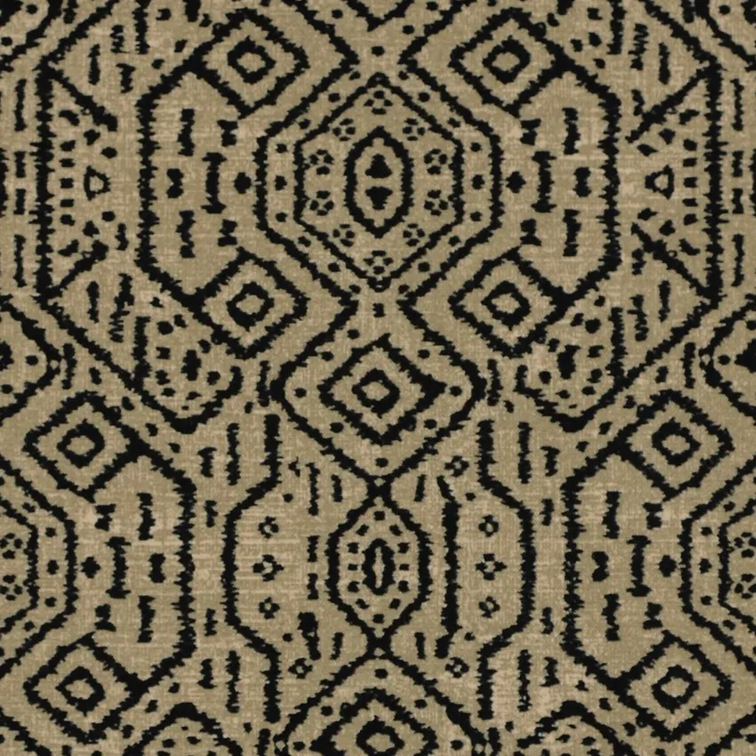 Chocolate Black and Brown Global Print Drapery and Upholstery Fabric by the Yard