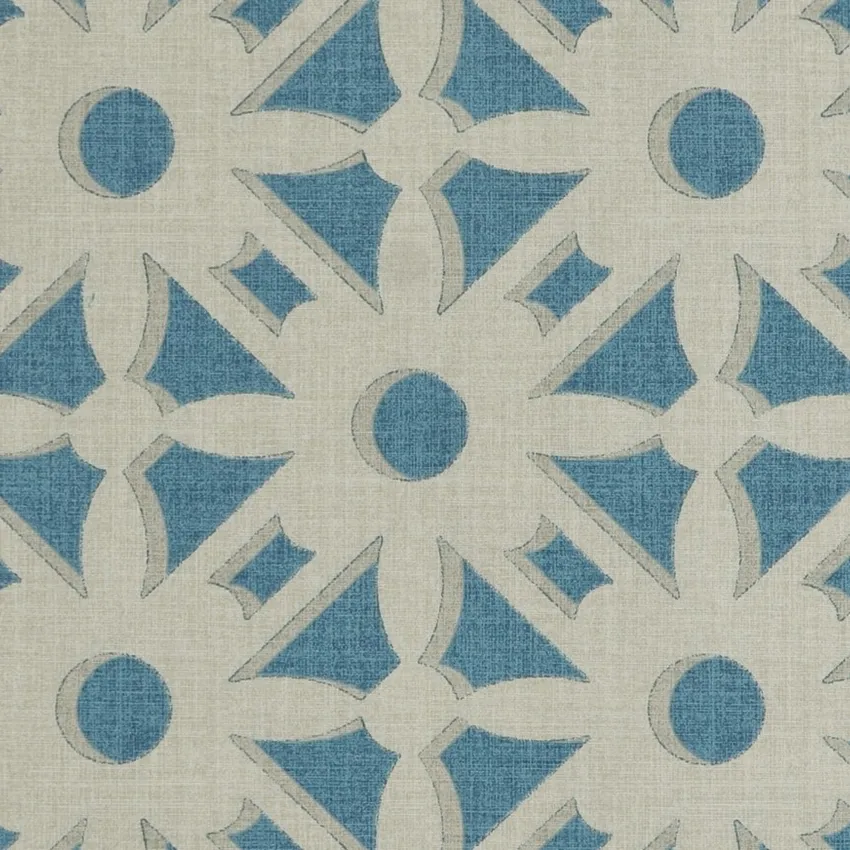 Yacht Beige and Cream Geometric Print Drapery and Upholstery Fabric by the Yard