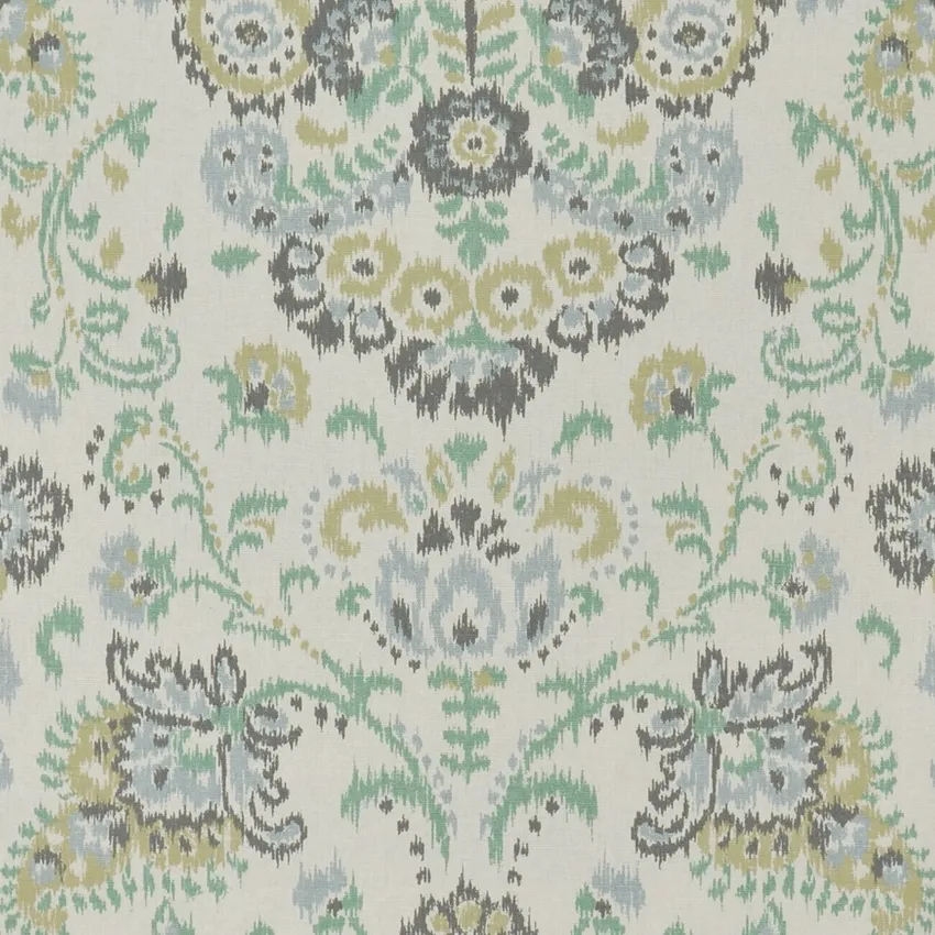Mist Beige and Cream Global Print Drapery and Upholstery Fabric by the Yard