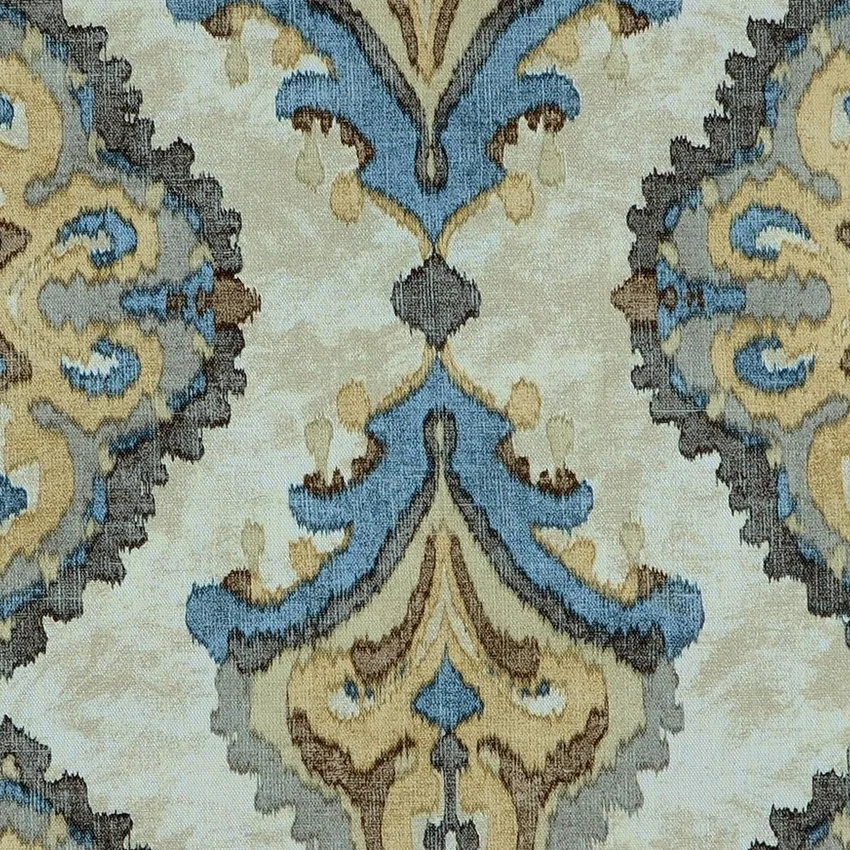 Harbor Beige and Cream Ikat Print Drapery and Upholstery Fabric by the Yard