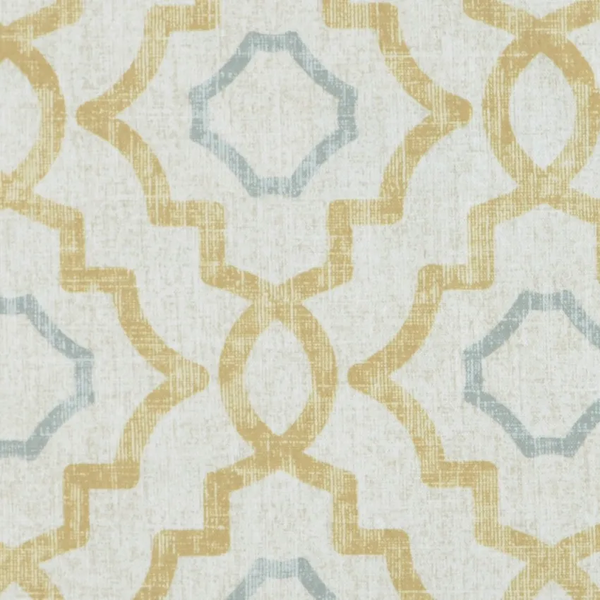 Barley Cream and Gray Geometric Print Drapery and Upholstery Fabric by the Yard