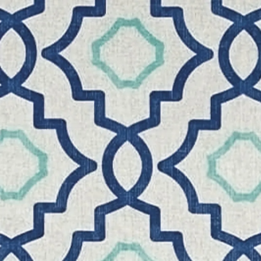 Harbor Navy and Royal Blue Geometric Print Drapery and Upholstery Fabric by the Yard