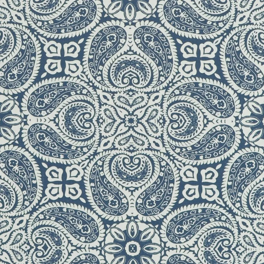Navy and Royal Blue Non Directional Print Drapery and Upholstery Fabric by the Yard