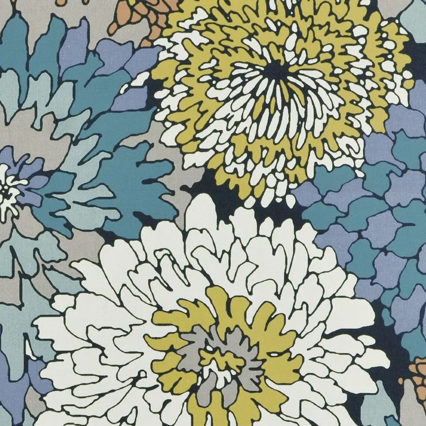 Provence Black and Cream Floral Print Drapery and Upholstery Fabric by the Yard