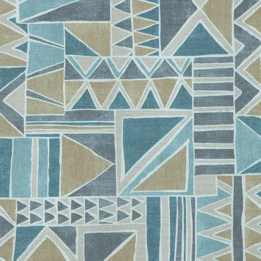 Tranquil Gray and Royal Blue Geometric Print Drapery and Upholstery Fabric by the Yard