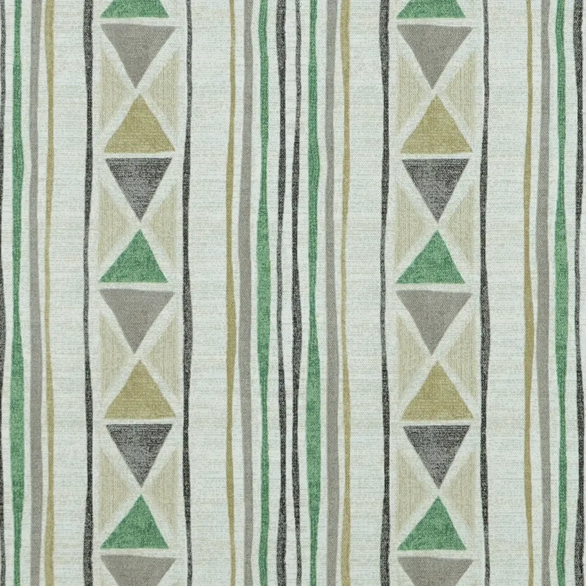 Jungle Cream and Green Geometric Print Drapery and Upholstery Fabric by the Yard